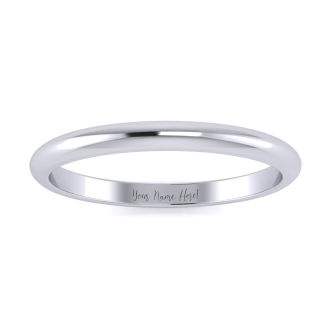 14K White Gold 2MM Ladies and Mens Wedding Band, Size 5, Free Engraving